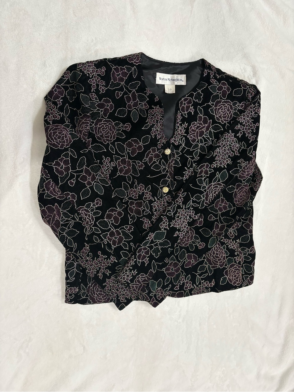 Norton McNaughton Black Floral Sweater Top